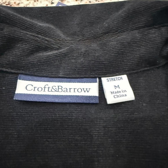 Croft and barrow stretch, zip up jacket, fine corduroy in black size medium - Picture 5 of 5